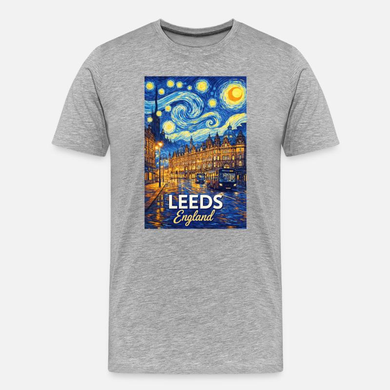 Leeds, Inghilterra - Maglietta ecologica premium da uomo - grigio melange