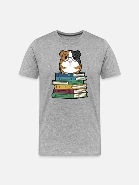 Meerschweinchen Bücher Nerd - Männer Premium Bio T-Shirt - Grau meliert