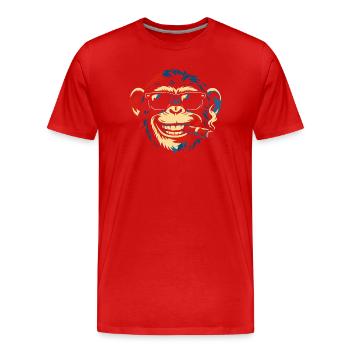 Cigar Sunglass Monkey Pop Art - Men's Premium Organic T-Shirt - red - Front - Damien (186cm)