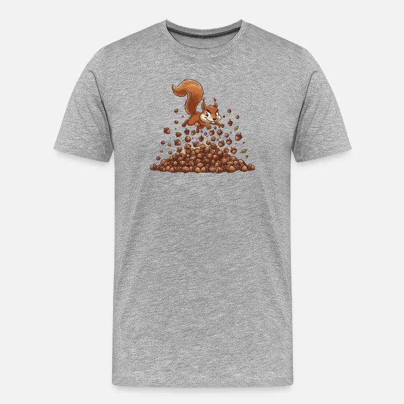 Eichhörnchen Nusssturm - Männer Premium Bio T-Shirt - Grau meliert