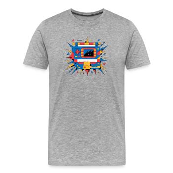 Retro-Neon-Konsole - Männer Premium Bio T-Shirt - Grau meliert - Vorne - Damien (186cm)