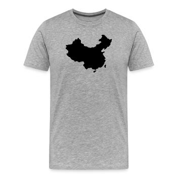 Carte de la Chine - T-shirt bio Premium Homme - gris chiné - Devant - Damien (186cm)