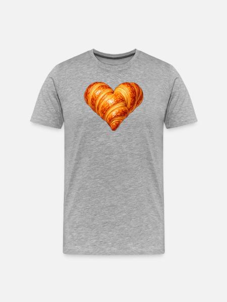 Heart Shaped Croissant Illustration - Men's Premium Organic T-Shirt - heather grey