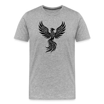Phoenix Tribal Symbol of Rebirth - Men's Premium Organic T-Shirt - heather grey - Front - Damien (186cm)
