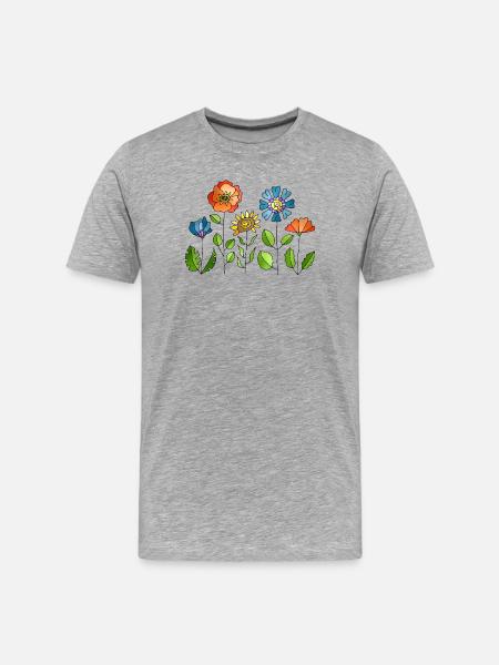 Flowers - Men's Premium Organic T-Shirt - heather grey
