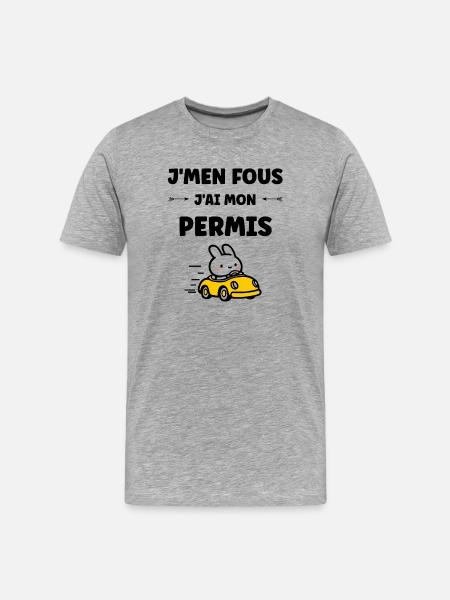 Humour j'ai mon permis de conduire - T-shirt bio Premium Homme - gris chiné