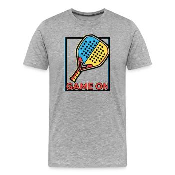 Neo-Brutalist Padel Racket Art Game On - Men's Premium Organic T-Shirt - heather grey - Front - Damien (186cm)