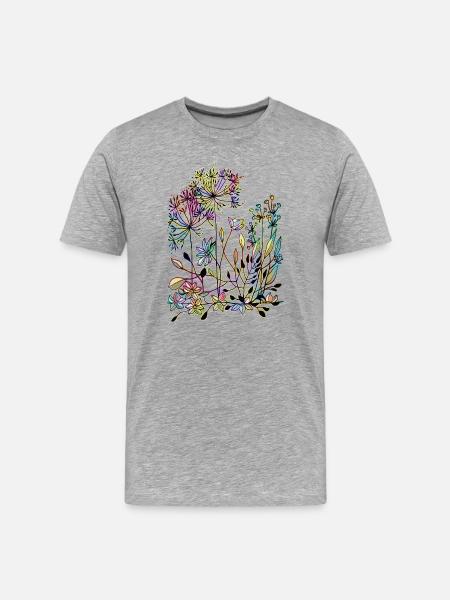Blumen - Männer Premium Bio T-Shirt - Grau meliert