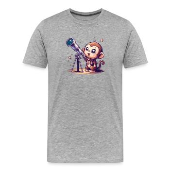 Sternenhimmel-Affe mit Teleskop - Männer Premium Bio T-Shirt - Grau meliert - Vorne - Damien (186cm)