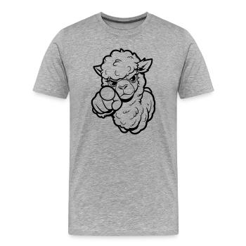 Alpaga coquin te pointe du doigt - T-shirt bio Premium Homme - gris chiné - Devant - Damien (186cm)