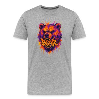 Grizzly Bear Graffiti Streetwear-Design - Männer Premium Bio T-Shirt - Grau meliert - Vorne - Damien (186cm)