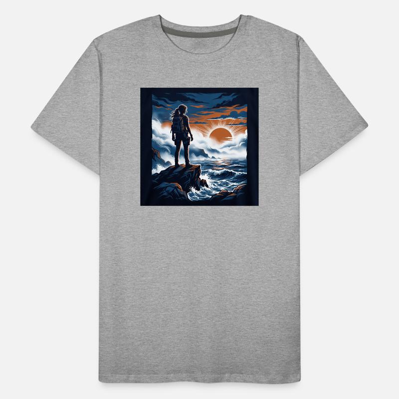 Sunset on the cliff edge Men's Premium Organic T-Shirt
