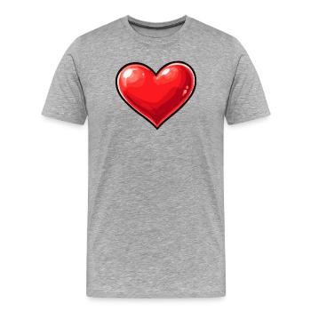 Glanzendes Herz Pop-Art Motiv - Männer Premium Bio T-Shirt - Grau meliert - Vorne - Damien (186cm)