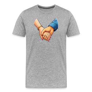 Mains jointes par paire - T-shirt bio Premium Homme - gris chiné - Devant - Damien (186cm)