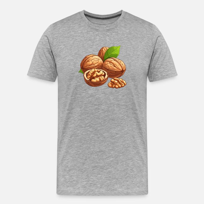 Walnüsse - Männer Premium Bio T-Shirt - Grau meliert