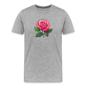 Rosa Rose - Männer Premium Bio T-Shirt - Grau meliert - Vorne - Damien (186cm)
