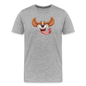 Laughing dog with tongue - Men's Premium Organic T-Shirt - heather grey - Front - Damien (186cm)