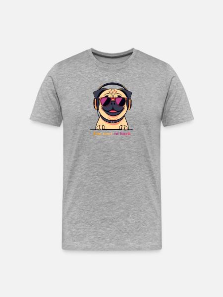 Pug DJ: Too Cool To Bark - Men's Premium Organic T-Shirt - heather grey