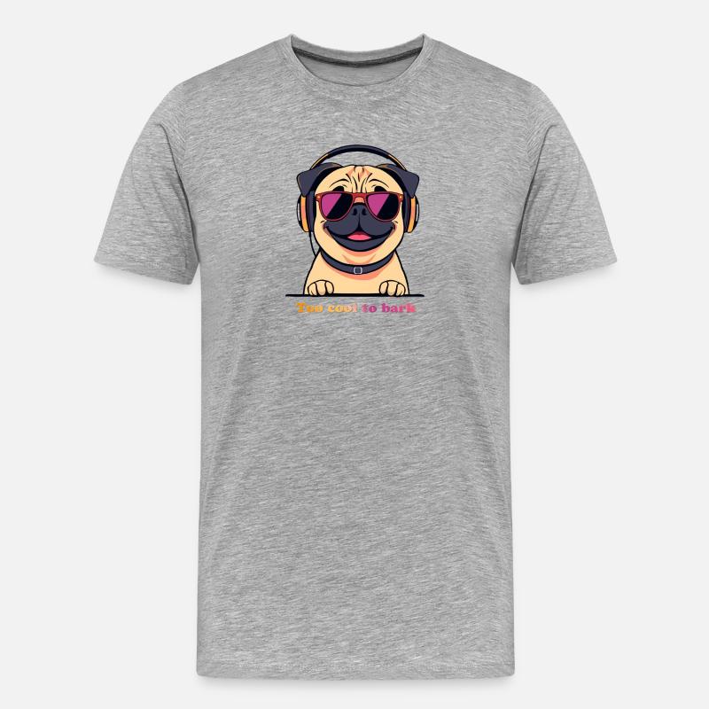 Mops-DJ: Zu cool zum Bellen - Männer Premium Bio T-Shirt - Grau meliert