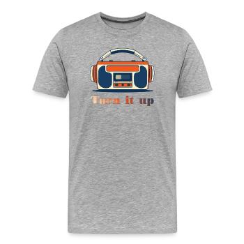 Turn It Up Vintage Radio - Men's Premium Organic T-Shirt - heather grey - Front - Damien (186cm)