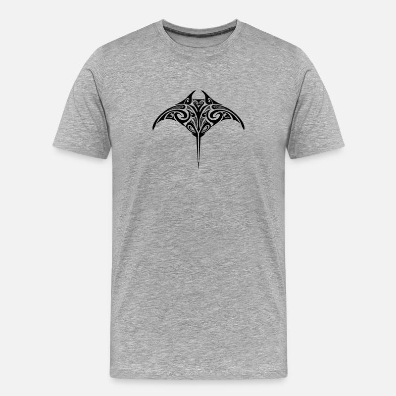 Maori-Manta-Rochen-Stammestattoo - Männer Premium Bio T-Shirt - Grau meliert