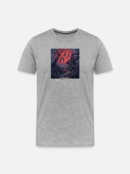  Graven Mondnacht im Gräberwald - Männer Premium Bio T-Shirt - Grau meliert