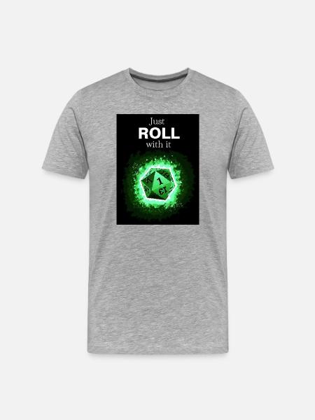 Just Roll With It Retro D20 Green Dice - Men's Premium Organic T-Shirt - heather grey