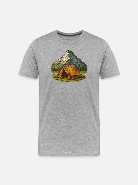 Mountain tent in the alpenglow - Men's Premium Organic T-Shirt - heather grey