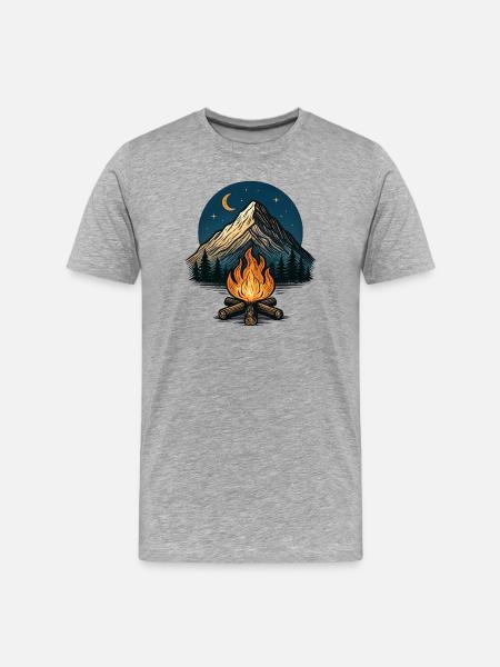 Mountain Moon Campfire Night - Men's Premium Organic T-Shirt - heather grey