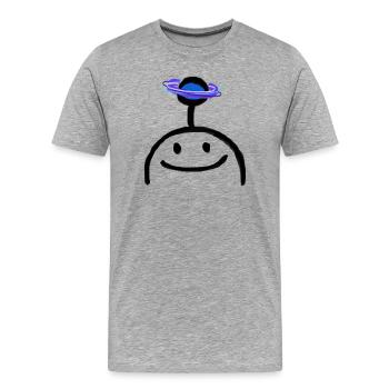 Neon-Kosmosring um blauen Orb - Männer Premium Bio T-Shirt - Grau meliert - Vorne - Damien (186cm)
