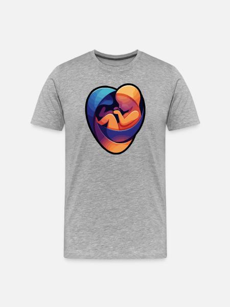 Bunte fetale Umarmung - Männer Premium Bio T-Shirt - Grau meliert