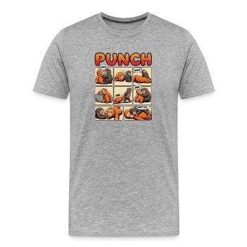 Affenbaby Punch - Männer Premium Bio T-Shirt - Grau meliert - Vorne - Damien (186cm)