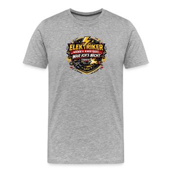 Elektriker Spruchbadge Knistern - Männer Premium Bio T-Shirt - Grau meliert - Vorne - Damien (186cm)