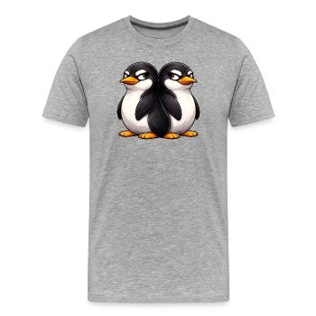 Süßer Pinguin Cartoon Freunde Freundschaft Twins - Männer Premium Bio T-Shirt - Grau meliert - Vorne - Damien (186cm)