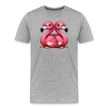 Süßer Flamingo Cartoon Freundschaft Zwillinge Spaß - Männer Premium Bio T-Shirt - Grau meliert - Vorne - Damien (186cm)