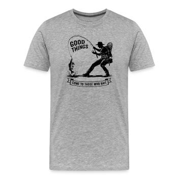 Fischer Vater - Good things come to those who bait - Männer Premium Bio T-Shirt - Grau meliert - Vorne - Damien (186cm)