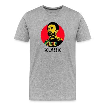 Haile Selassie I Jah Rastafari Rasta Reggae Roots  - Männer Premium Bio T-Shirt - Grau meliert - Vorne - Damien (186cm)