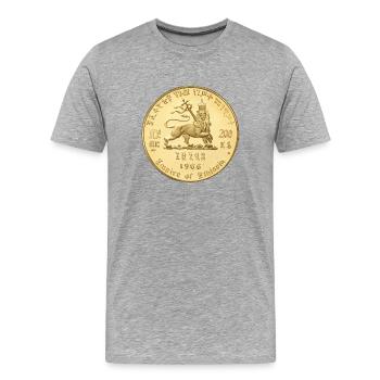 Lion of Judah Selassie I Jah Rastafari Rasta Roots - Männer Premium Bio T-Shirt - Grau meliert - Vorne - Damien (186cm)