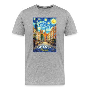Gdańsk, Pologne - T-shirt bio Premium Homme - gris chiné - Devant - Damien (186cm)