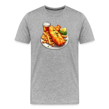 Fish and Chips - Männer Premium Bio T-Shirt - Grau meliert - Vorne - Damien (186cm)