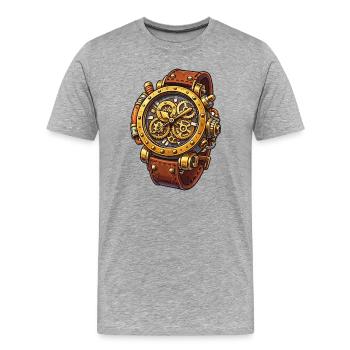 Steampunk Uhrwerk Chrono Design - Männer Premium Bio T-Shirt - Grau meliert - Vorne - Damien (186cm)