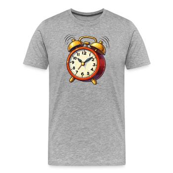 Wecker Comic Uhr - Männer Premium Bio T-Shirt - Grau meliert - Vorne - Damien (186cm)