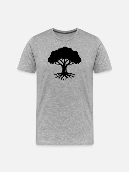 Tree Roots Silhouette Nature - Men's Premium Organic T-Shirt - heather grey