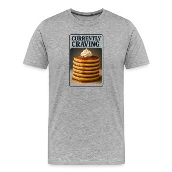 Heißhunger | Pancake Foodie - Männer Premium Bio T-Shirt - Grau meliert - Vorne - Damien (186cm)