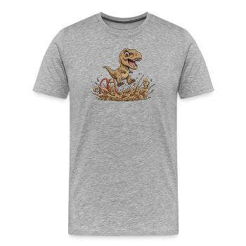 Dino saute dans la boue - T-shirt bio Premium Homme - gris chiné - Devant - Damien (186cm)