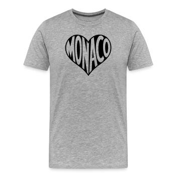 Monaco au cœur - T-shirt bio Premium Homme - gris chiné - Devant - Damien (186cm)