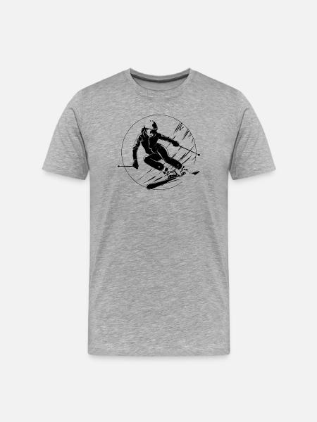 Skiing Skiing Woman Silhouette - Men's Premium Organic T-Shirt - heather grey