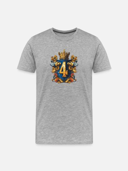 4 Zahl Wappen - Männer Premium Bio T-Shirt - Grau meliert