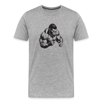 Musculation Gorilla - T-shirt bio Premium Homme - gris chiné - Devant - Damien (186cm)