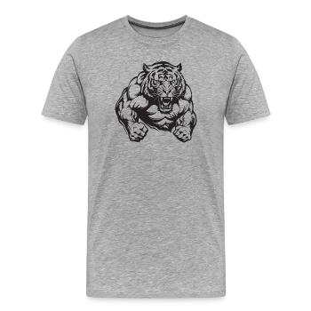 Tiger Bodybuilding - Männer Premium Bio T-Shirt - Grau meliert - Vorne - Damien (186cm)
